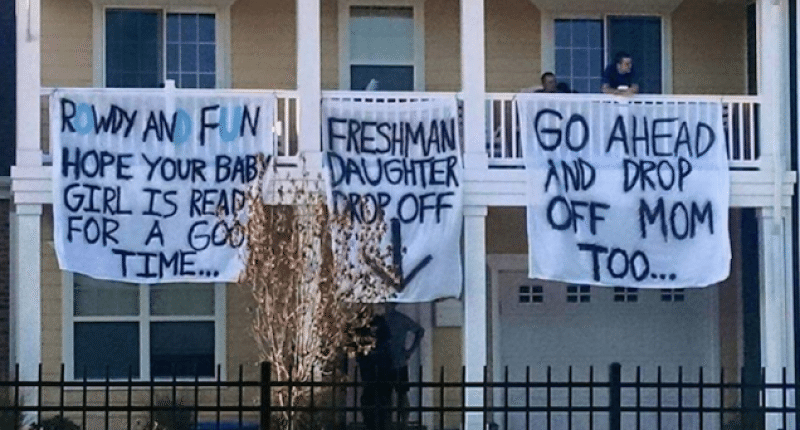 Sigma Nu Fraternity at Old Dominion University in Virginia welcomes new freshman with these disturbing banners.